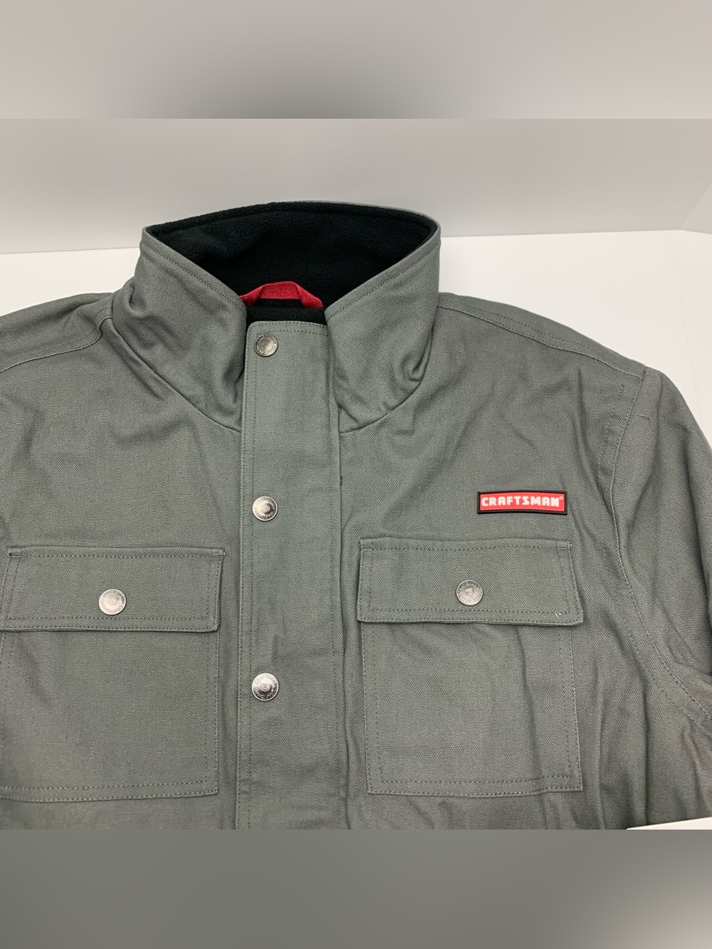 Craftsman Canvas Work Jacket Gray Heavy Duty Fleece Lined Coat Mens Size XL - Picture 9 of 11